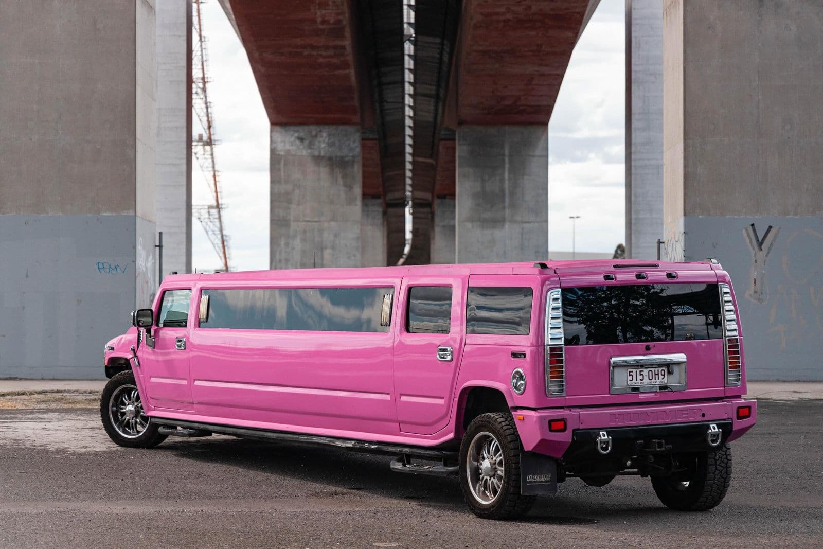 Rear of the pink Hummer limousine, Melbourne